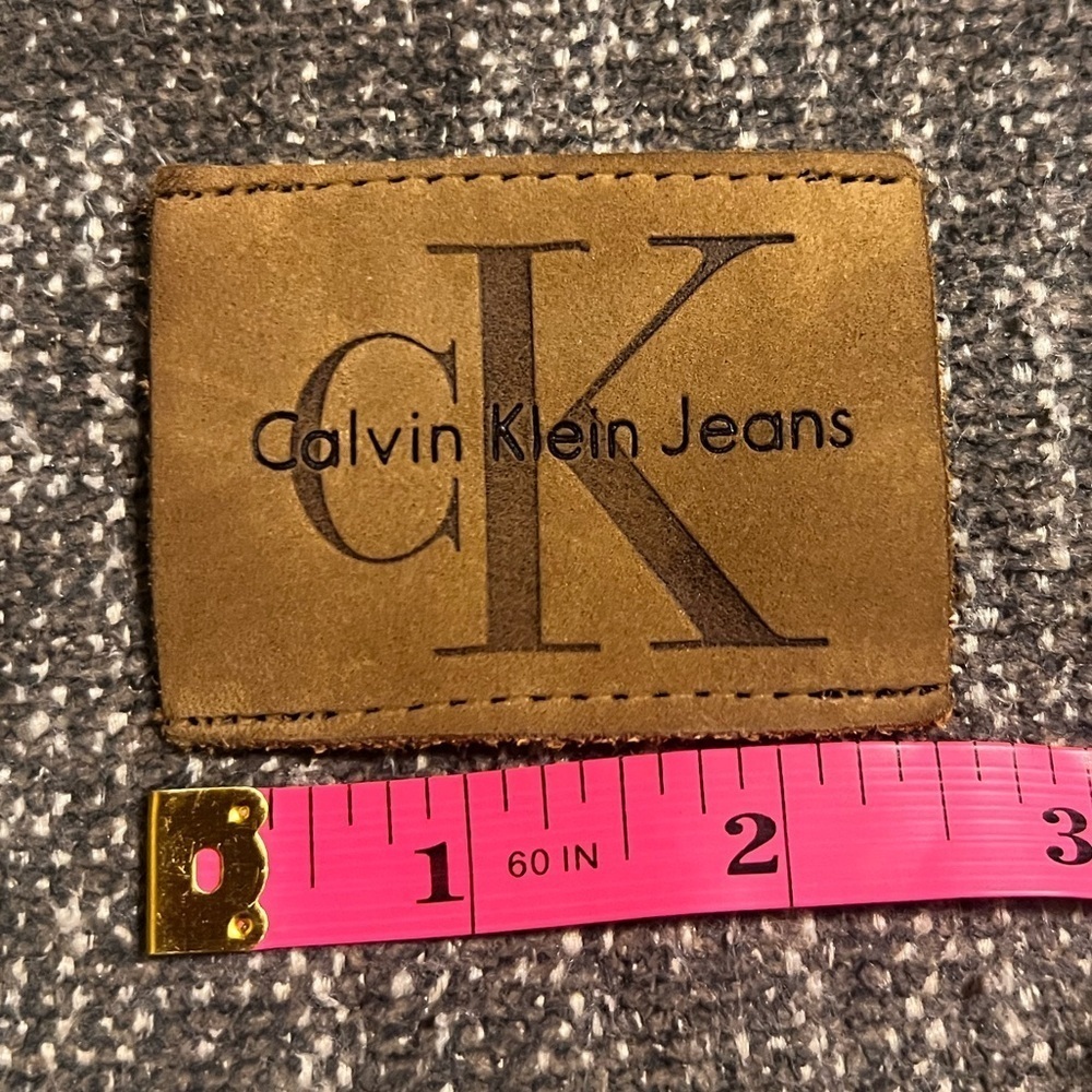 Vintage 90s Calvin Klein Jeans Brown Leather Patch - Picture 3 of 4
